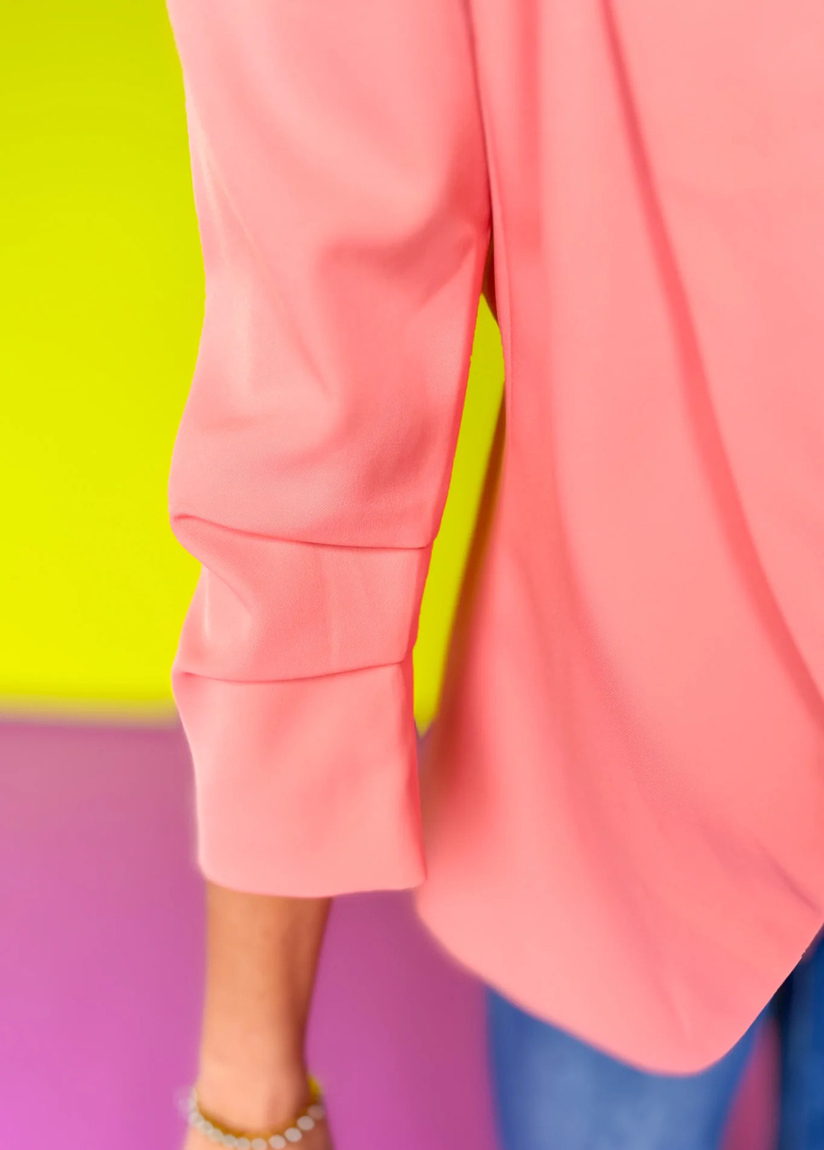 Waisted Slimming Ruched Contrasting-Lined Blazer