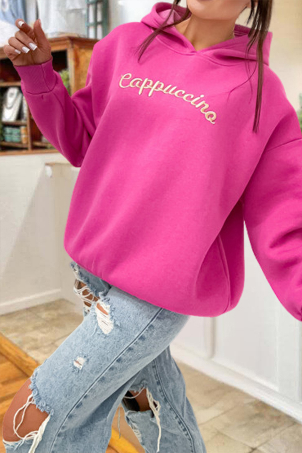 Loose-Fitting Embroidered Cappuccino Hoodie