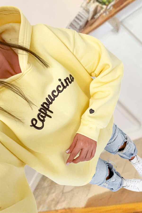 Loose-Fitting Embroidered Cappuccino Hoodie