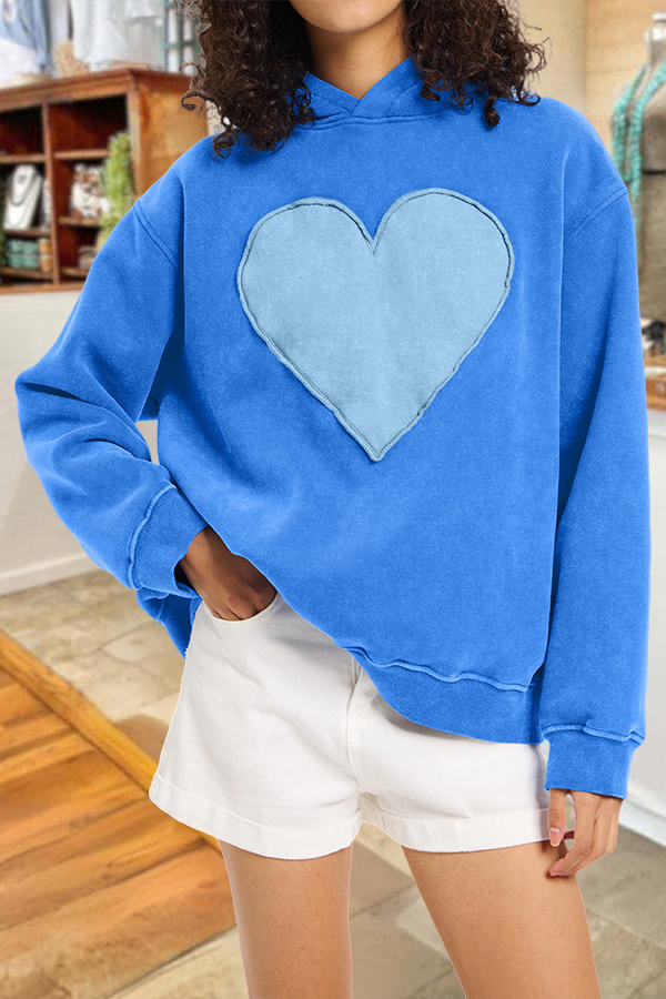 Valentine'S Day Heart Patch Hoodie