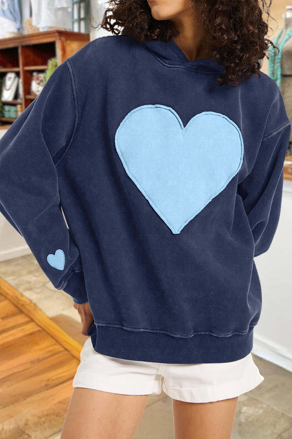 Valentine'S Day Heart Patch Hoodie
