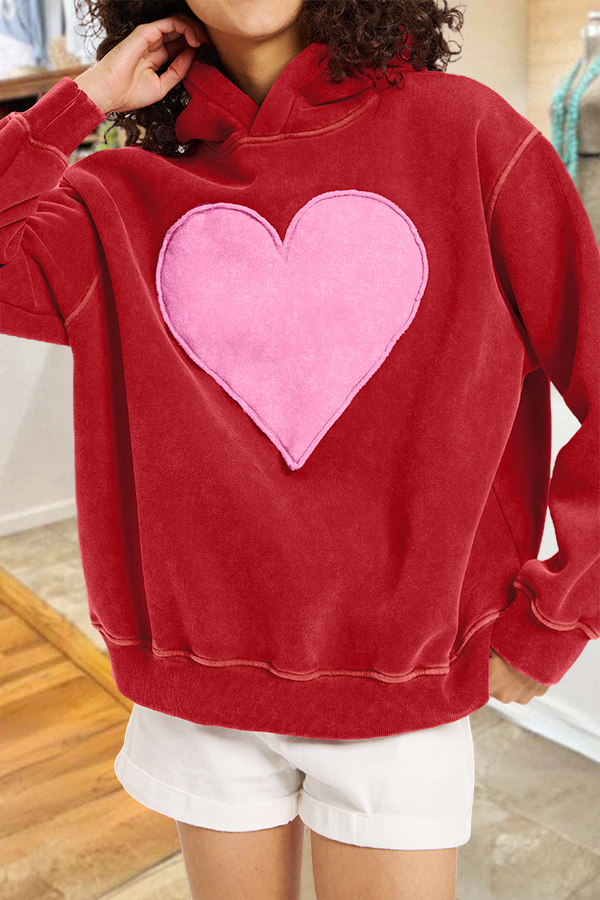 Valentine'S Day Heart Patch Hoodie