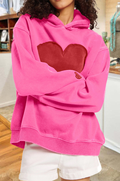 Valentine'S Day Heart Patch Hoodie