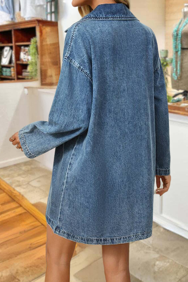 Retro Denim Zip-Up Mini Dress