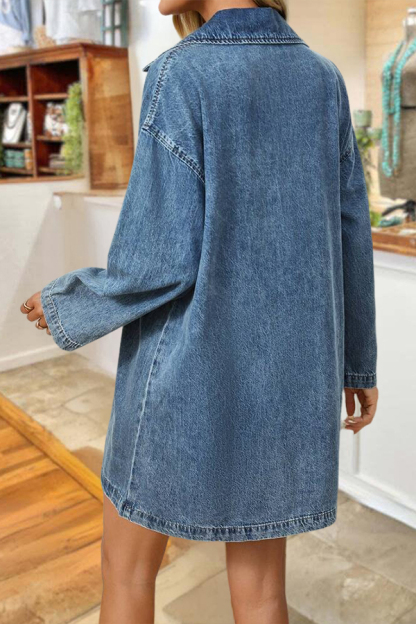 Retro Denim Zip-Up Mini Dress