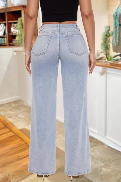 Cozy Four-Way Stretch Denim Mid-Rise Trousers