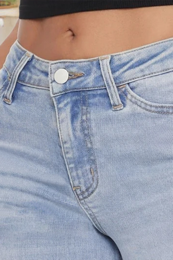 Cozy Four-Way Stretch Denim Mid-Rise Trousers