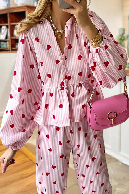 Cozy Cute Heart Pajama Sets That Can Be Daily