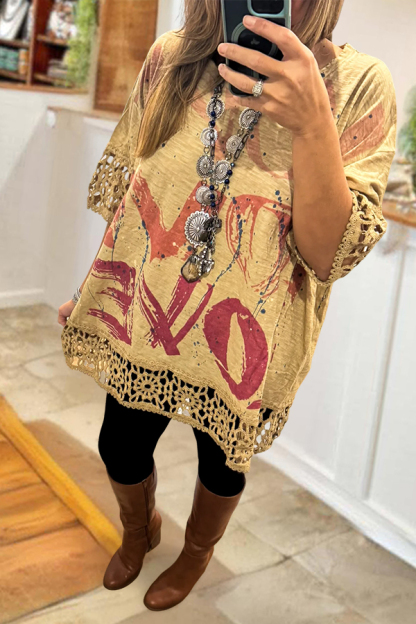 Vintage Cotton Crochet Hem Top