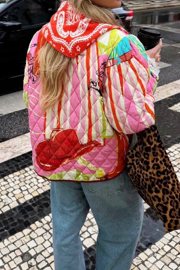 Leopard Lace Patchwork Quilted Reversible Lightweight Jacket