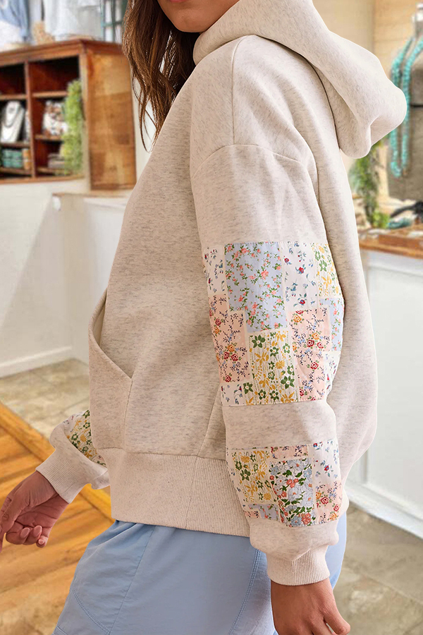 Pastoral Style Colorful Floral Hooded Sweatshirt