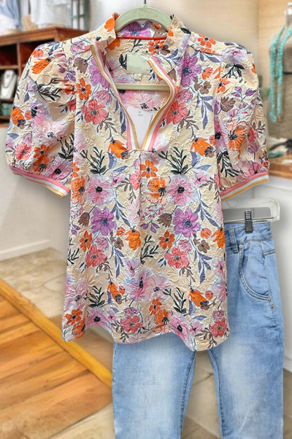Bubble Romantic Floral Puff Sleeve Shirt