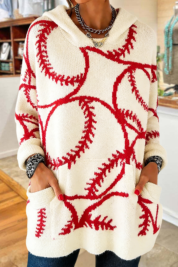 Women's sweater | Game Day Baseball Pocket Hooded Sweater |Shopify-ladyboutiquebd