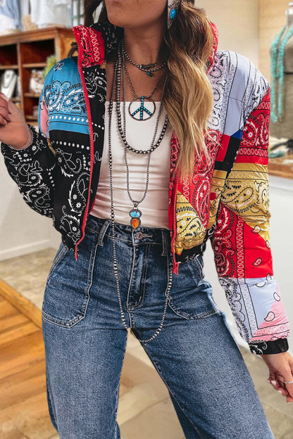 Hippie-Style Paisley Zip-Up Jacket