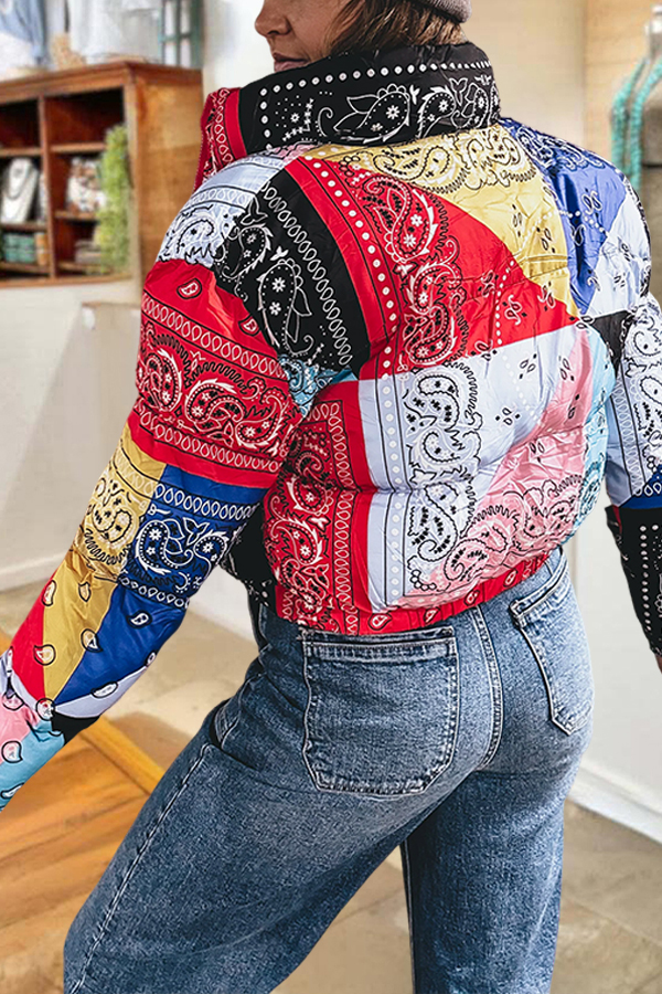 Hippie-Style Paisley Zip-Up Jacket