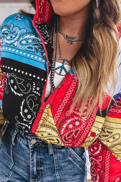 Hippie-Style Paisley Zip-Up Jacket