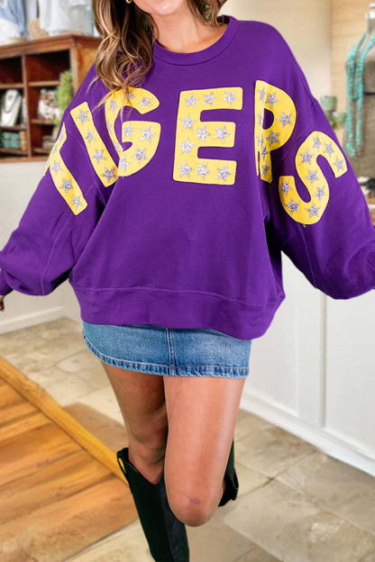 Baseball Gold Tiger  Lantern Sleeves Sweatshirt