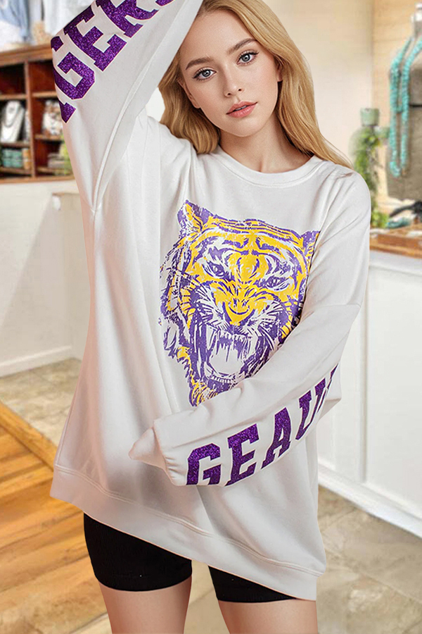 Cozy Gold Tiger Baseball Sweatshirt