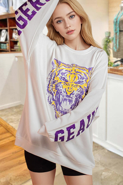 Cozy Gold Tiger Baseball Sweatshirt