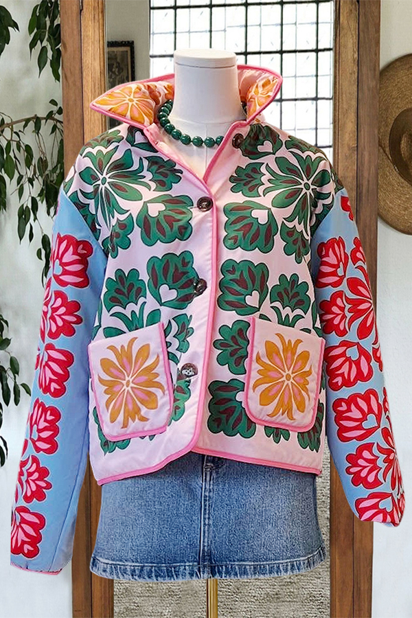 Riley Pink Floral Print Lightweight Jacket