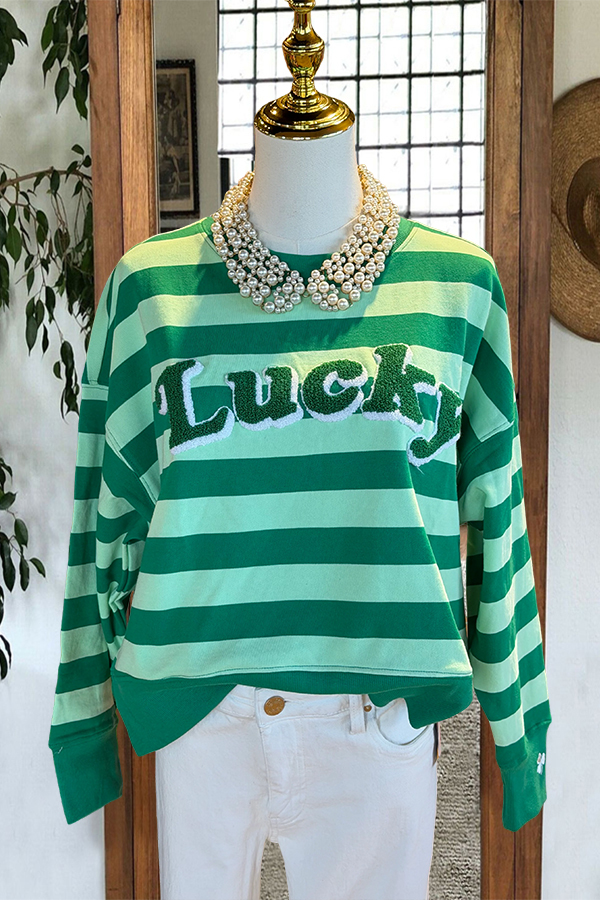 Fresh And Lucky Striped Crew Neck Sweatshirt