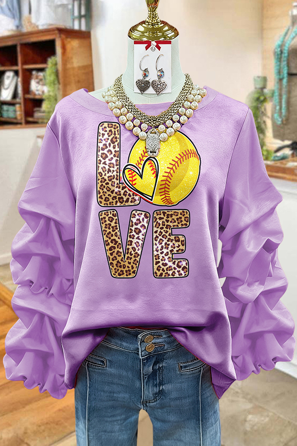 Game Day Baseball Ruffled Sleeve Pullover