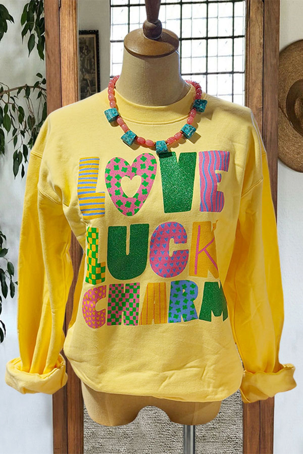 Women's top | Colorful Lucky Shiny Letter Sweatshirt |Shopify-ladyboutiquebd