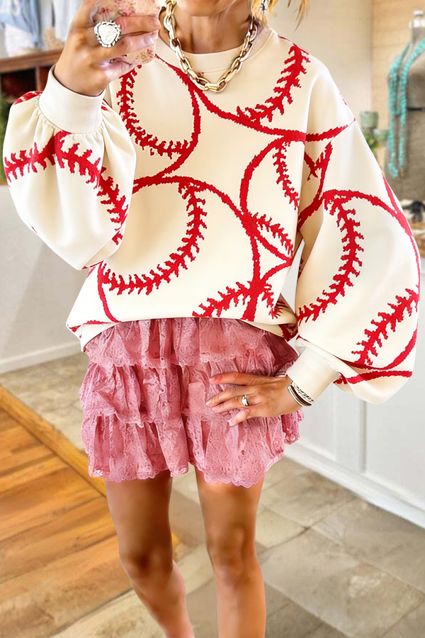Game Day Baseball Lantern Sleeve Pullover