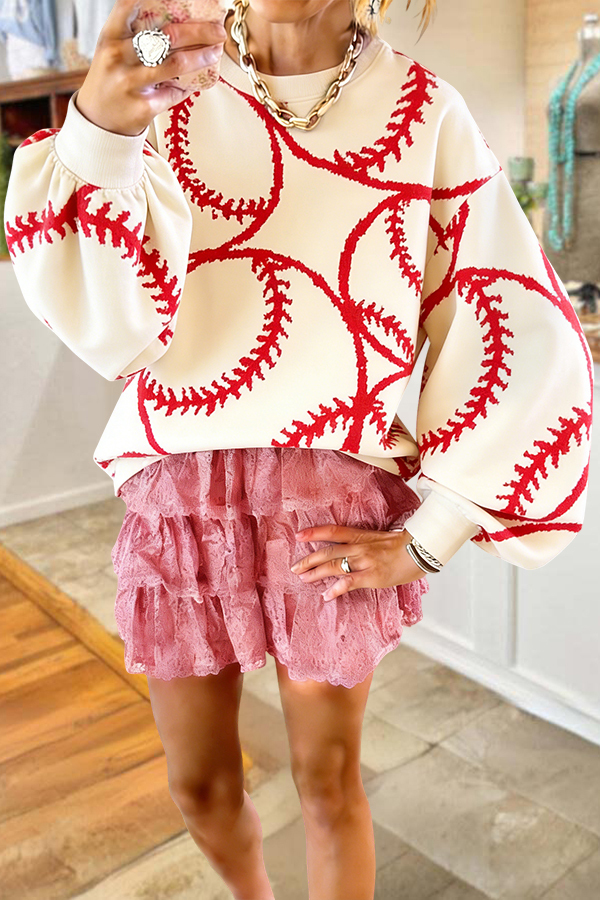 Women's top | Game Day Baseball Lantern Sleeve Pullover |Shopify-ladyboutiquebd