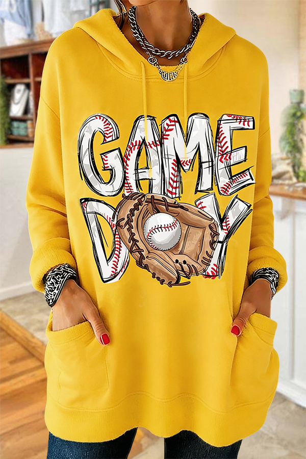 Women's top | Game Day Baseball Pocket Hoodie |Shopify-ladyboutiquebd