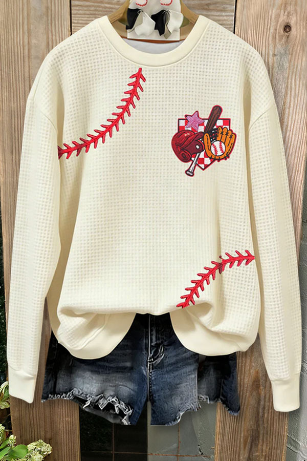 Women's top | Game Day Baseball Embroidered Sweatshirt |Shopify-ladyboutiquebd