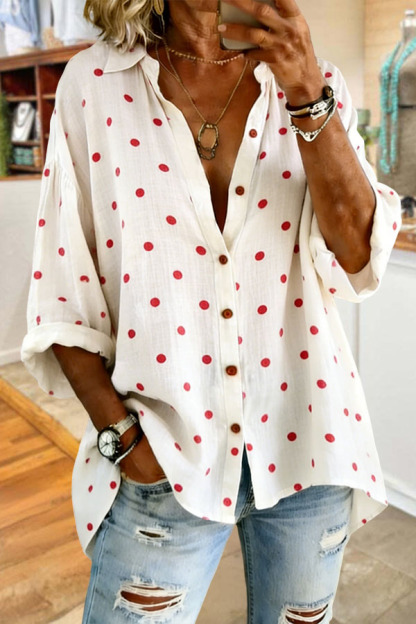 Classic Breathable Polka Dot Linen Shirt