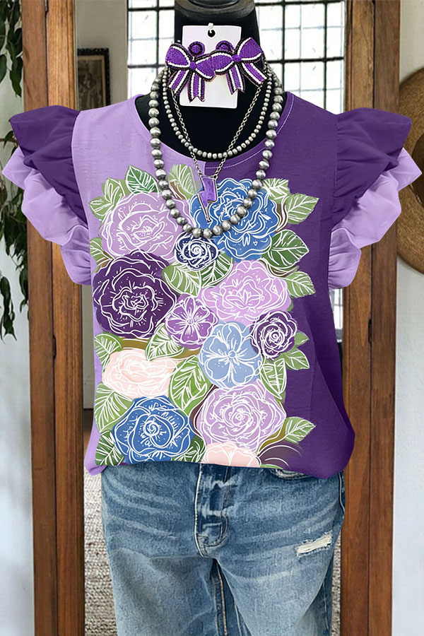 Romantic Garden Double-Layer Ruffle Sleeve Top