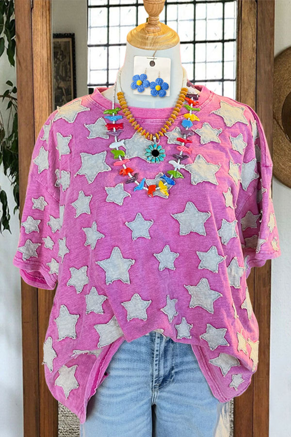 Retro Star Patchwork T-Shirt