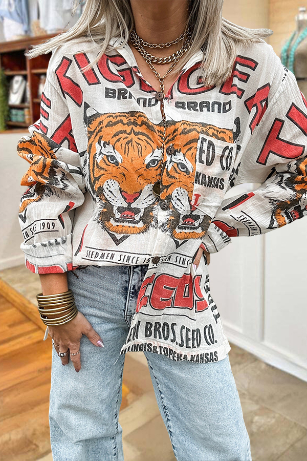 Women's top | Stylish And Cozy Linen Tiger Print Shirt |Shopify-ladyboutiquebd
