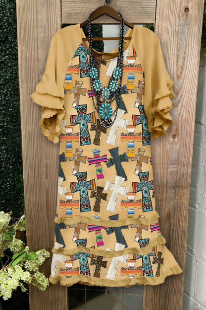 Jesus Bless You Raglan Sleeves Midi Dress