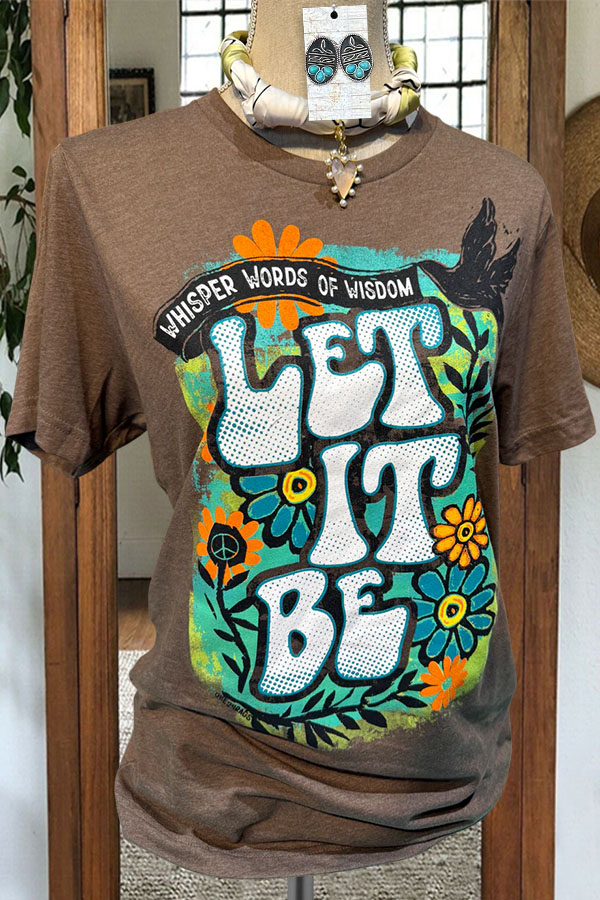 Western Flowers Let It Be Brown Tee