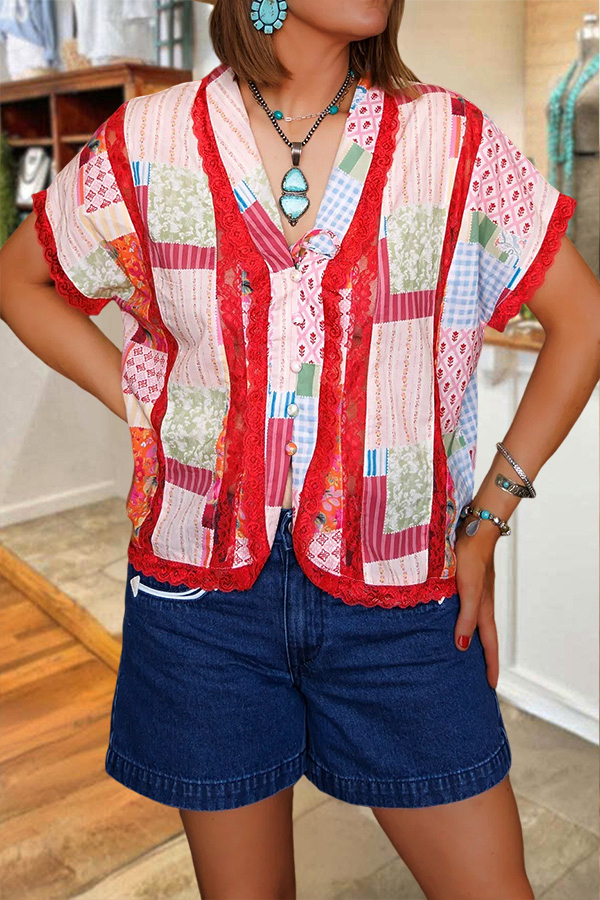 Ranch Floral Lace-Paneled Shirt