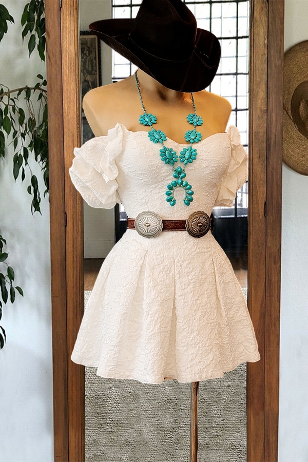 Charming Party Jacquard-Textured Cowgirl Mini Dress