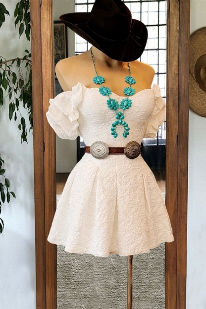 Charming Party Jacquard-Textured Cowgirl Mini Dress