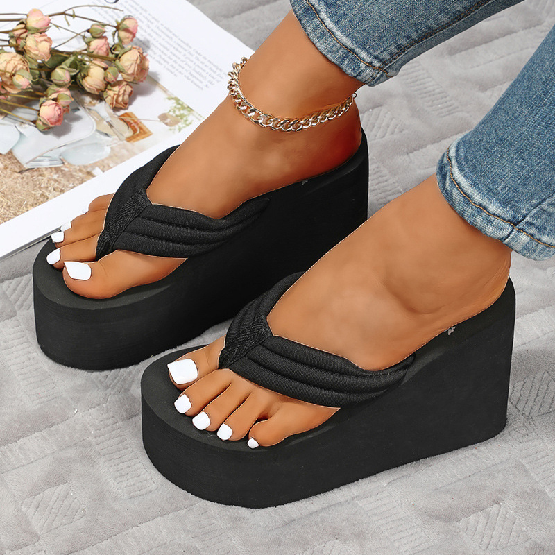 Chunky Platform Flip Flops Wedges Slip on Beach Sandals