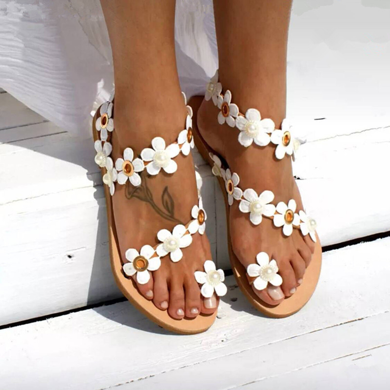 Flat Floral Slip-on Sandals