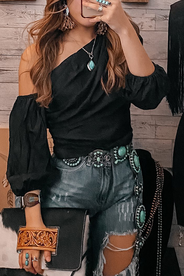 Vintage One-shoulder Blouse