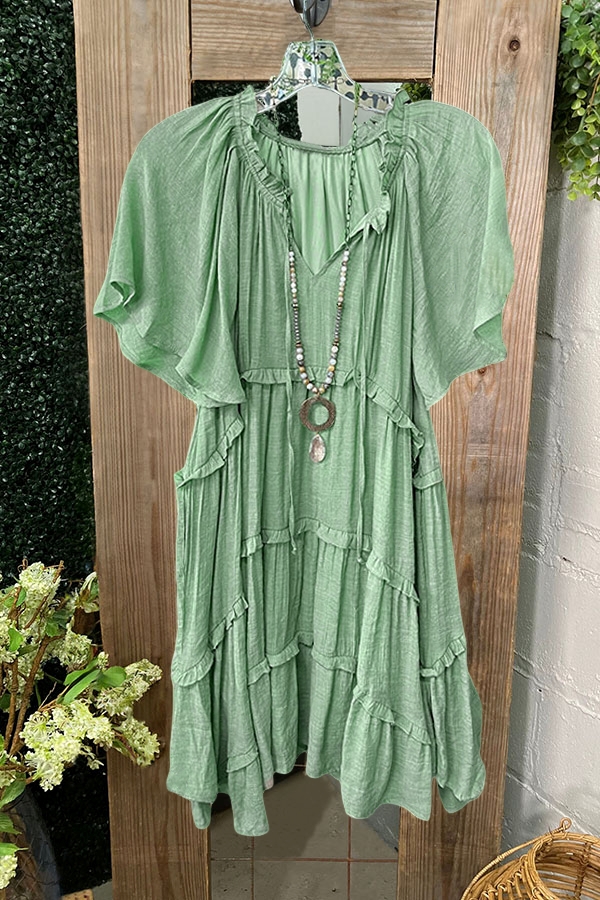 Classic Chiffon Pleated Ruffle Dress