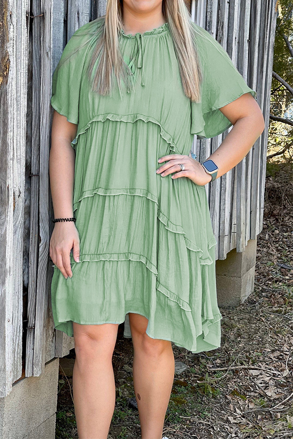 Classic Chiffon Pleated Ruffle Dress