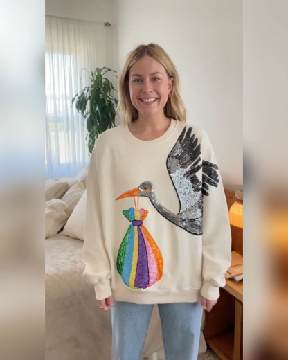 Beige Stork & Bundle Sweatshirt