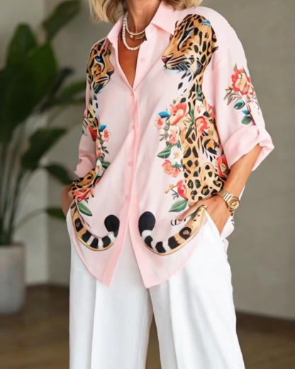 Fashionable Jungle Tiger Print Shirt