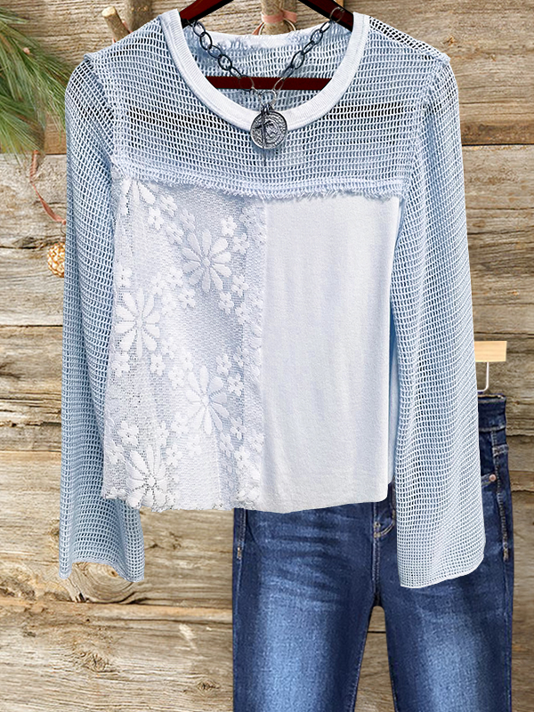 Casual Holiday Crochet Mesh Top