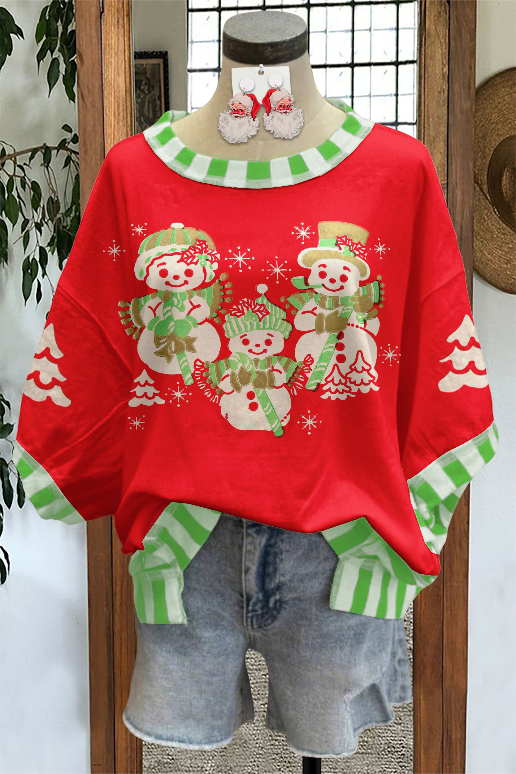 Cute Christmas Snowman Blouse