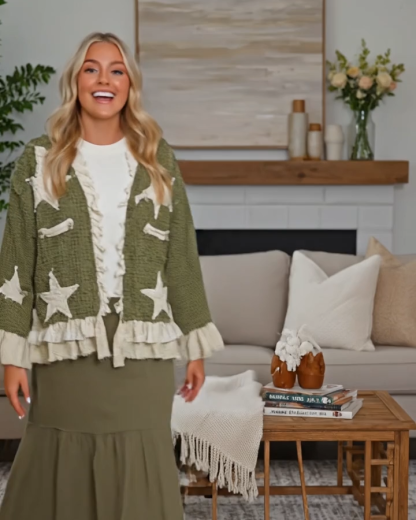 Vintage Star Patchwork Color Block Jacket